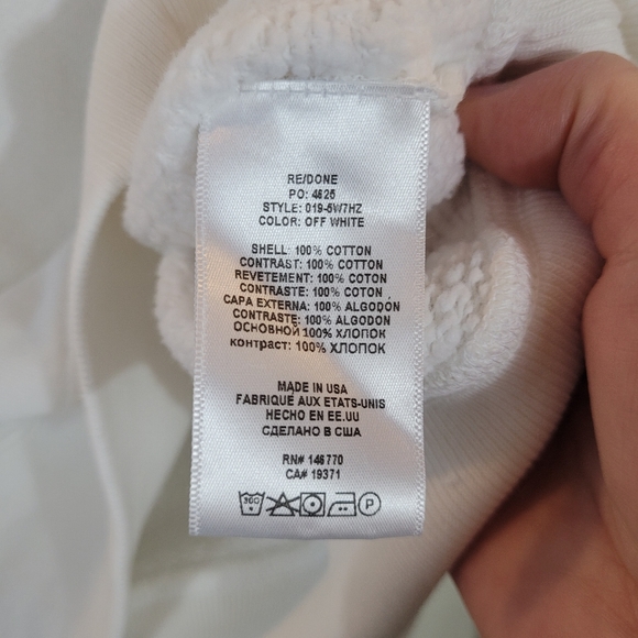 RE/DONE Off White The 70s Half Zip Sweatshirt Size M - Picture 7 of 13